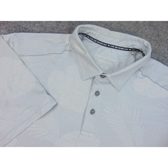 Tommy Bahama Island Zone Shirt Mens‎ XL Light Gray Floral Polo - Picture 1 of 7
